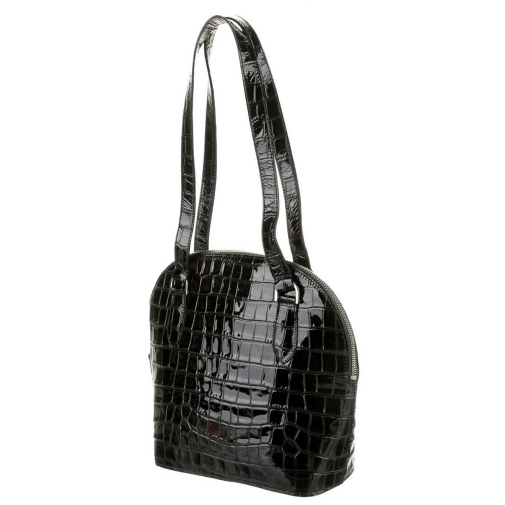 Maryam Nassir Zadeh black Pisa bag in forest croc
